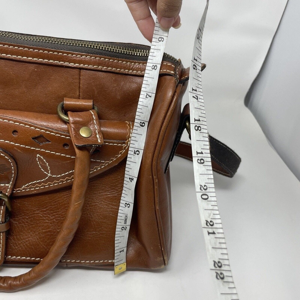 Patricia Nash Crossbody Tote Bag Cognac Brown Leather Handbag - Picture 13 of 16